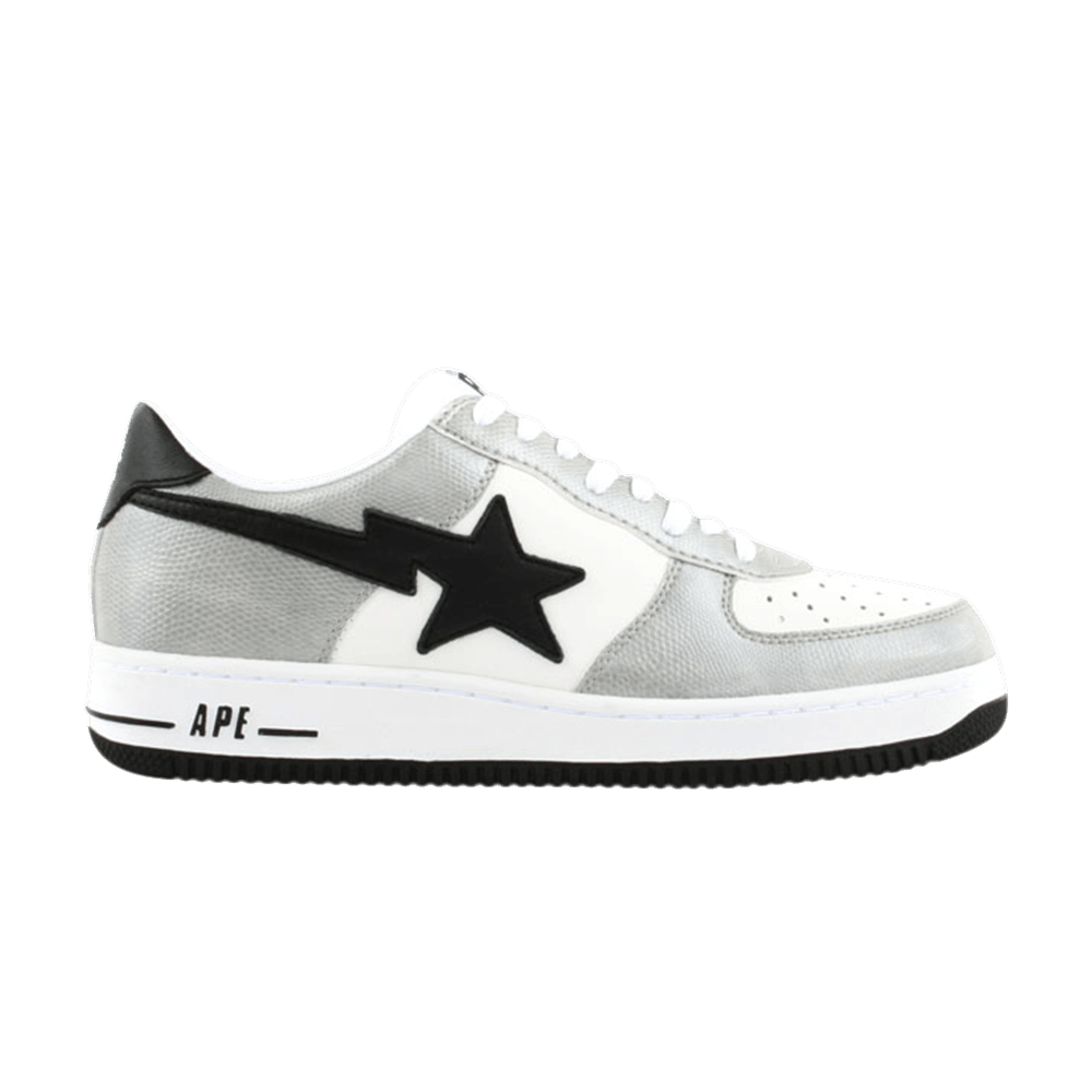 a bathing ape bapesta low white grey