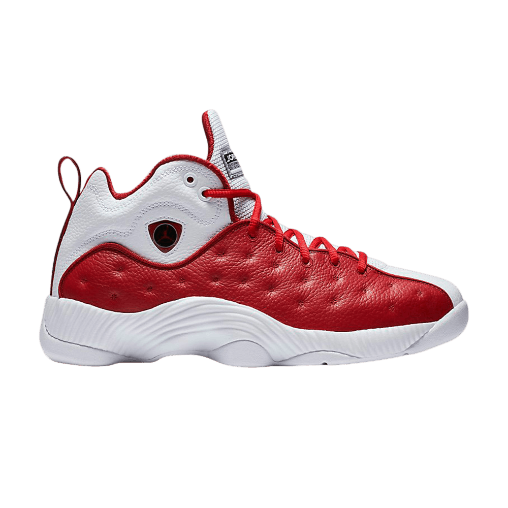 Red and white jumpman jordans top