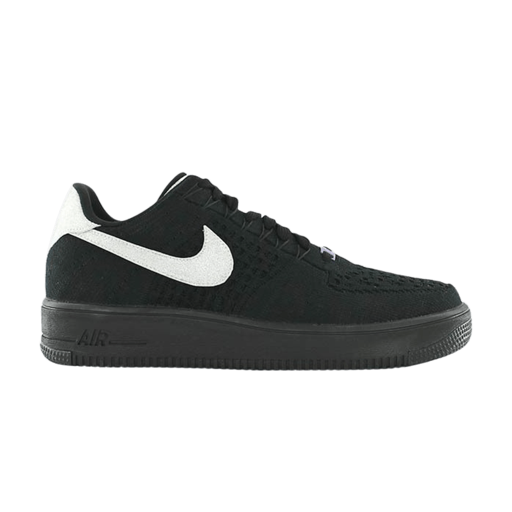 air force 1 flyknit low black metallic silver