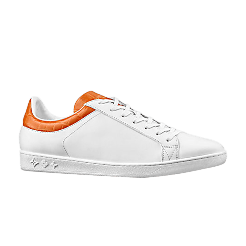 LOUIS VUITTON Calfskin Mens Luxembourg Sneakers 7 White Orange Navy 658987