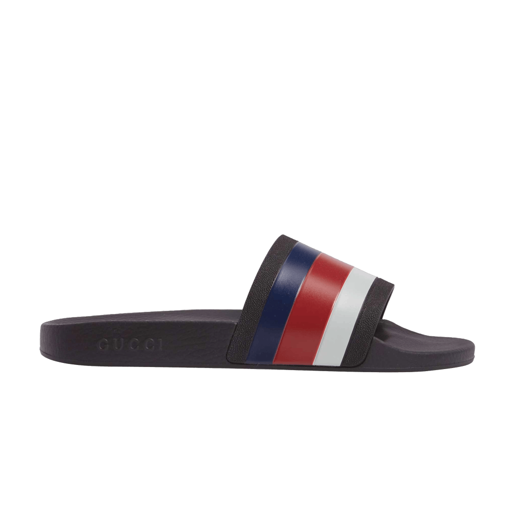 blue and red gucci slides