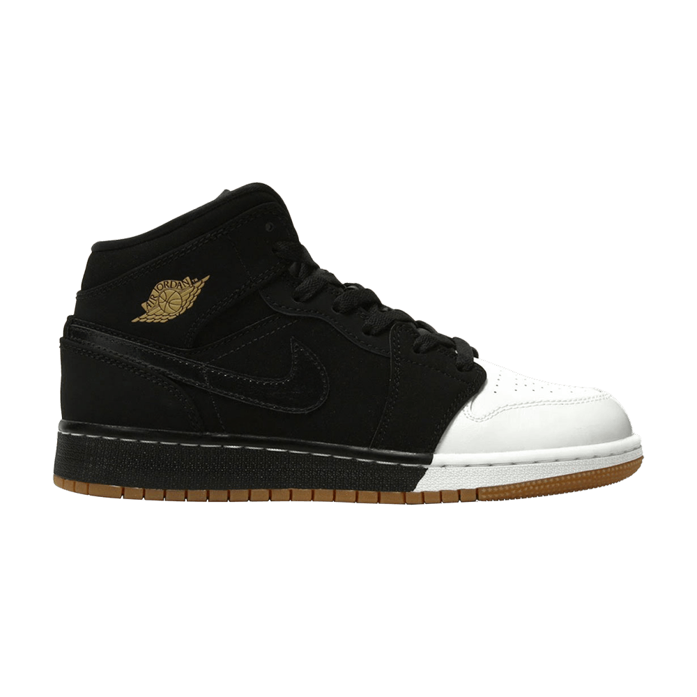 Size 4.5 Air Jordan 1 Retro Mid GS 'Gold and Gum'