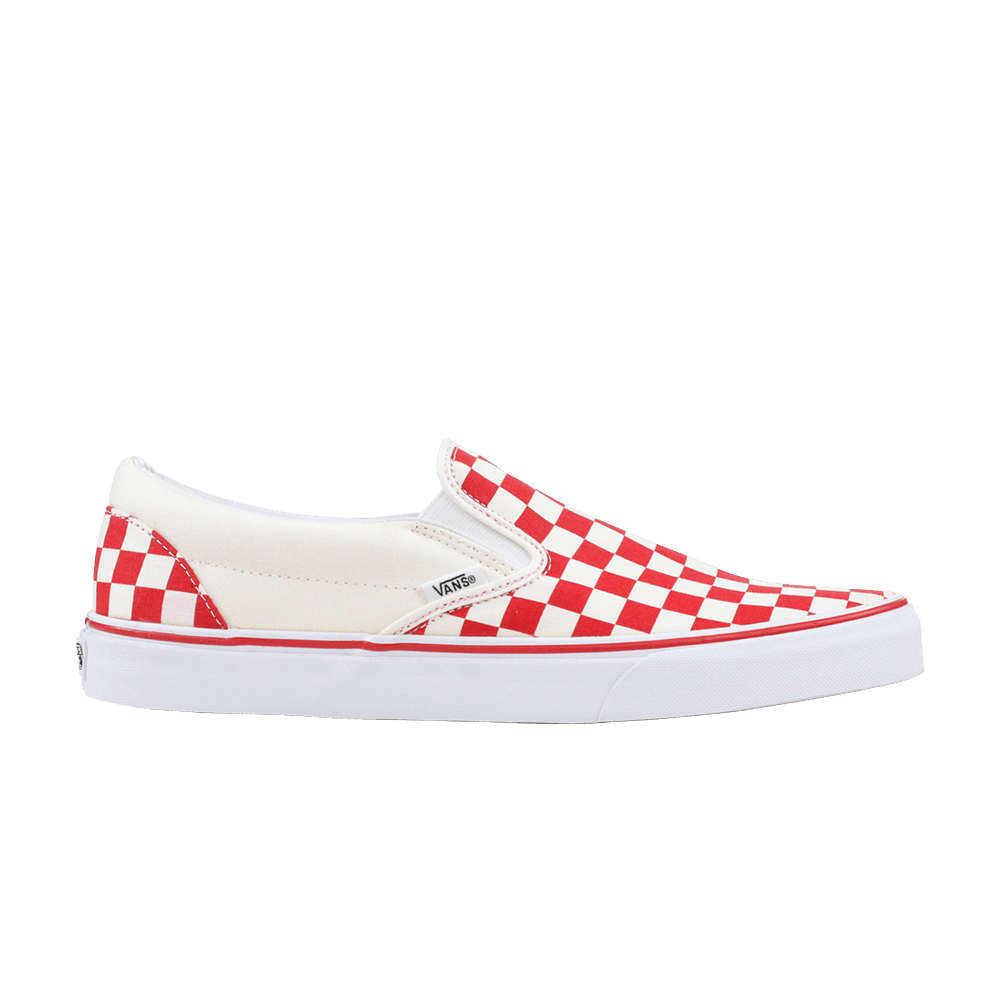 red slip on vans checkerboard