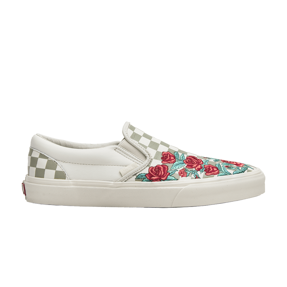 rose embroidered checkered vans