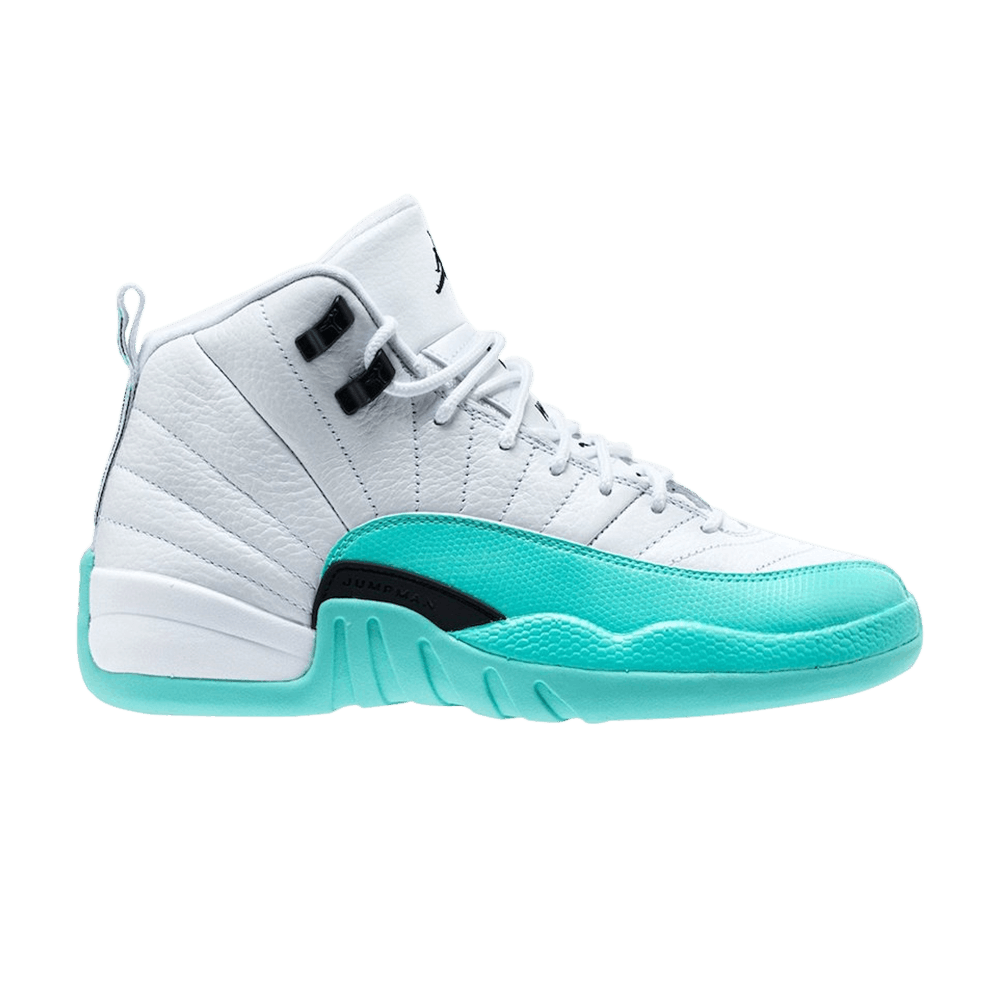 white and aqua 12s