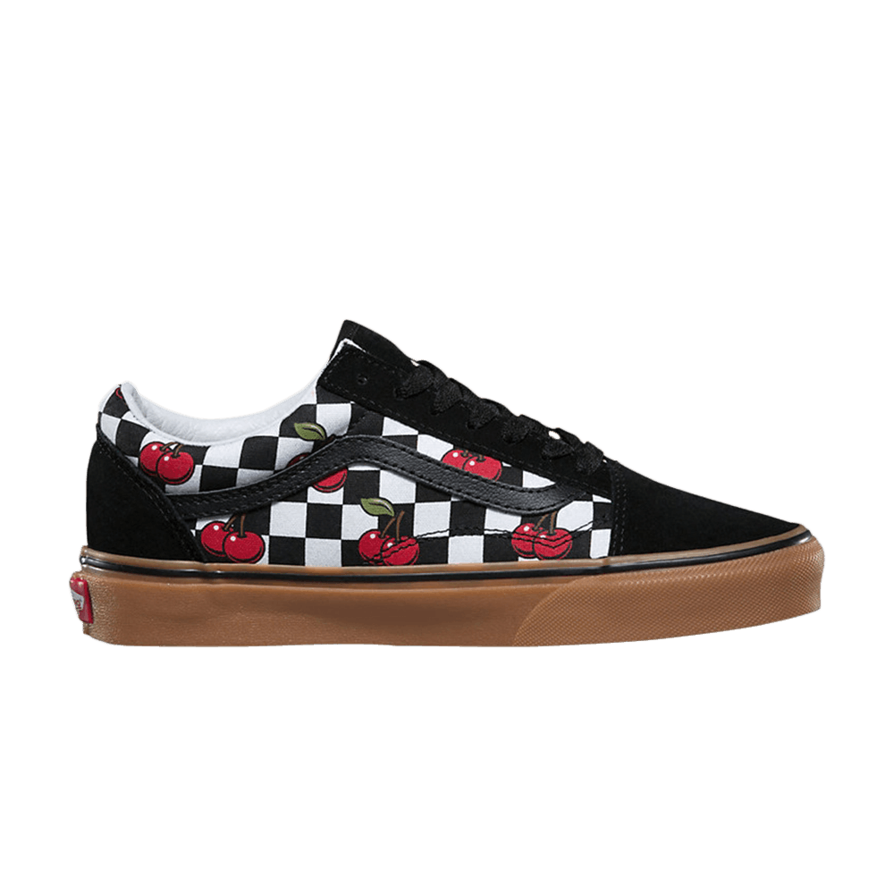 vans old skool cherry black & gum checkered skate shoes