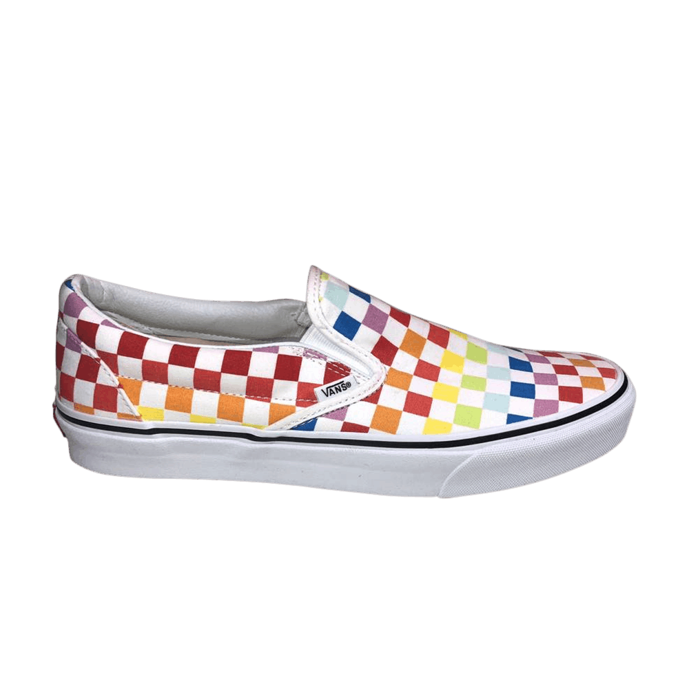vans classic slip on checkerboard rainbow