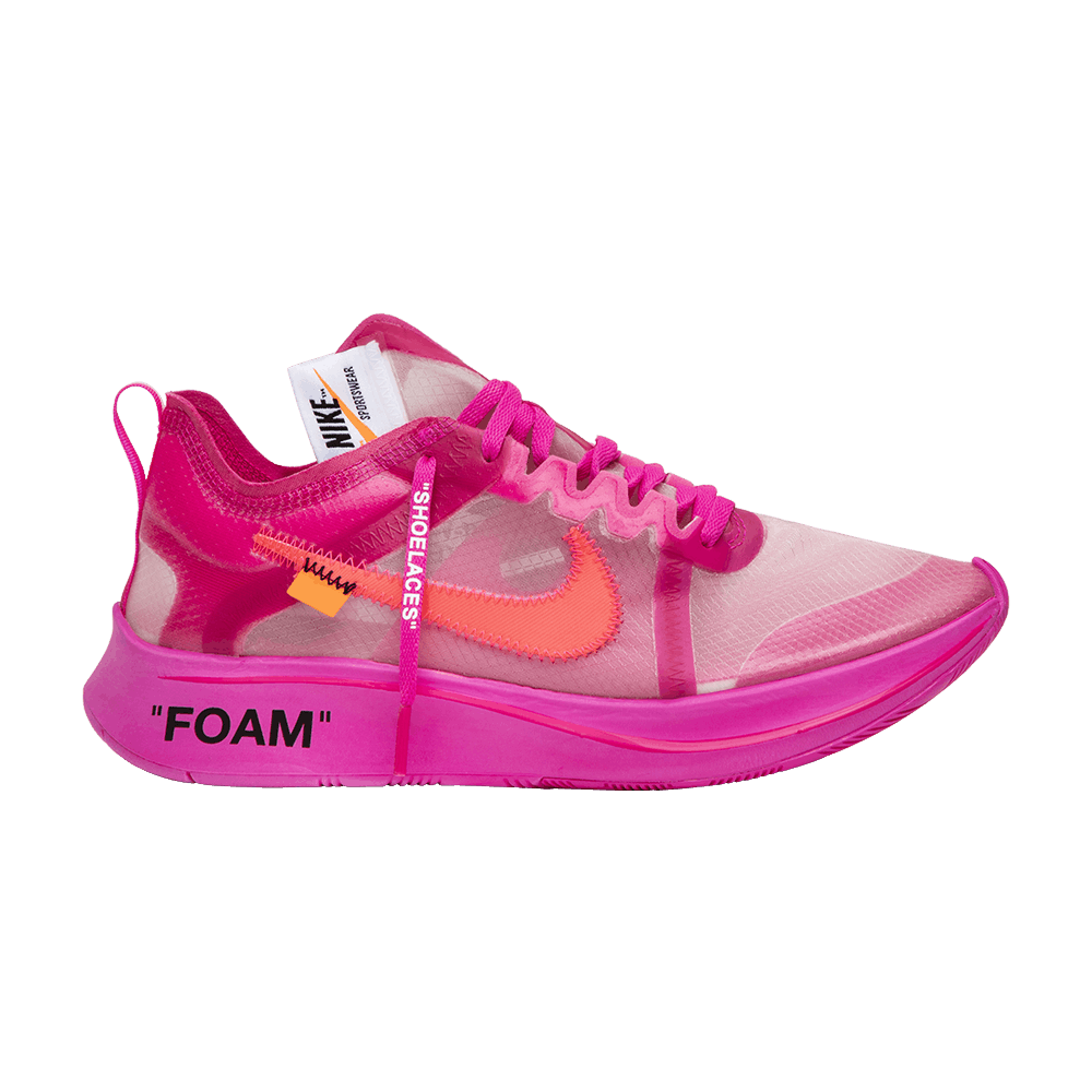 off white zoom fly pink on feet