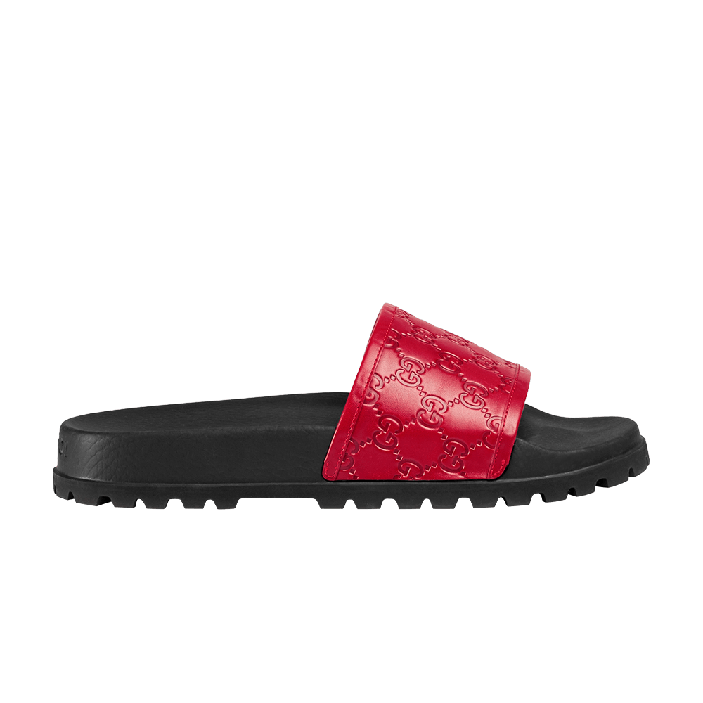 red gucci signature slides