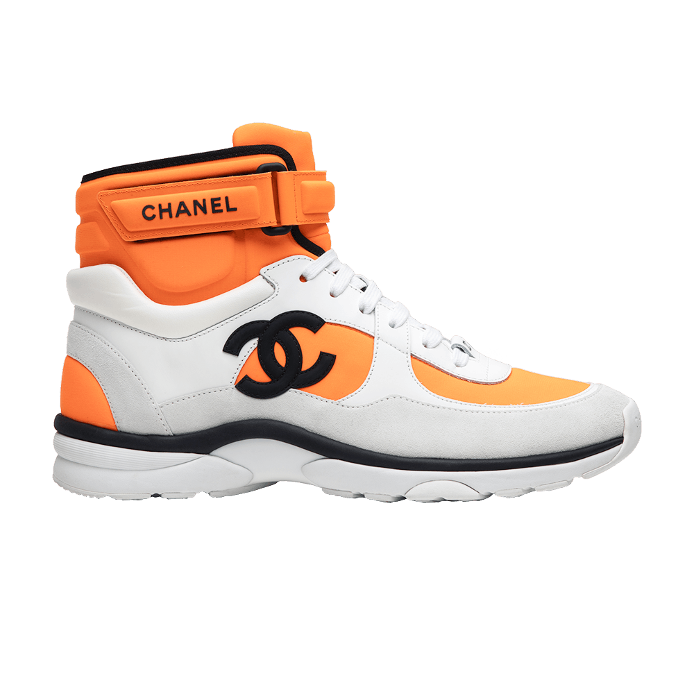 chanel shoes orange and white