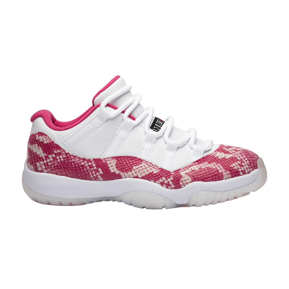 pink and white snakeskin 11s