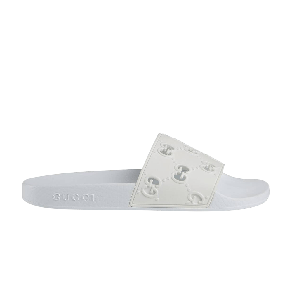 Gucci all white slides best sale
