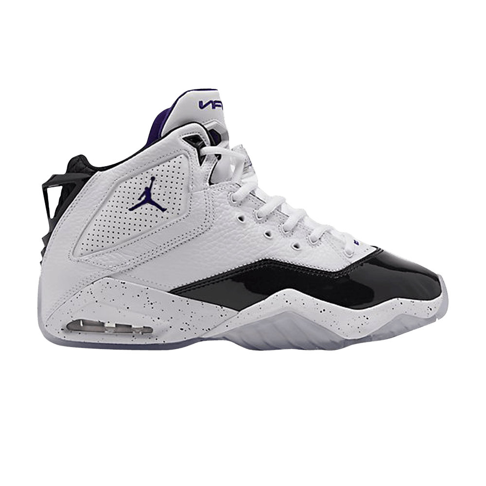 purple and black and white jordans