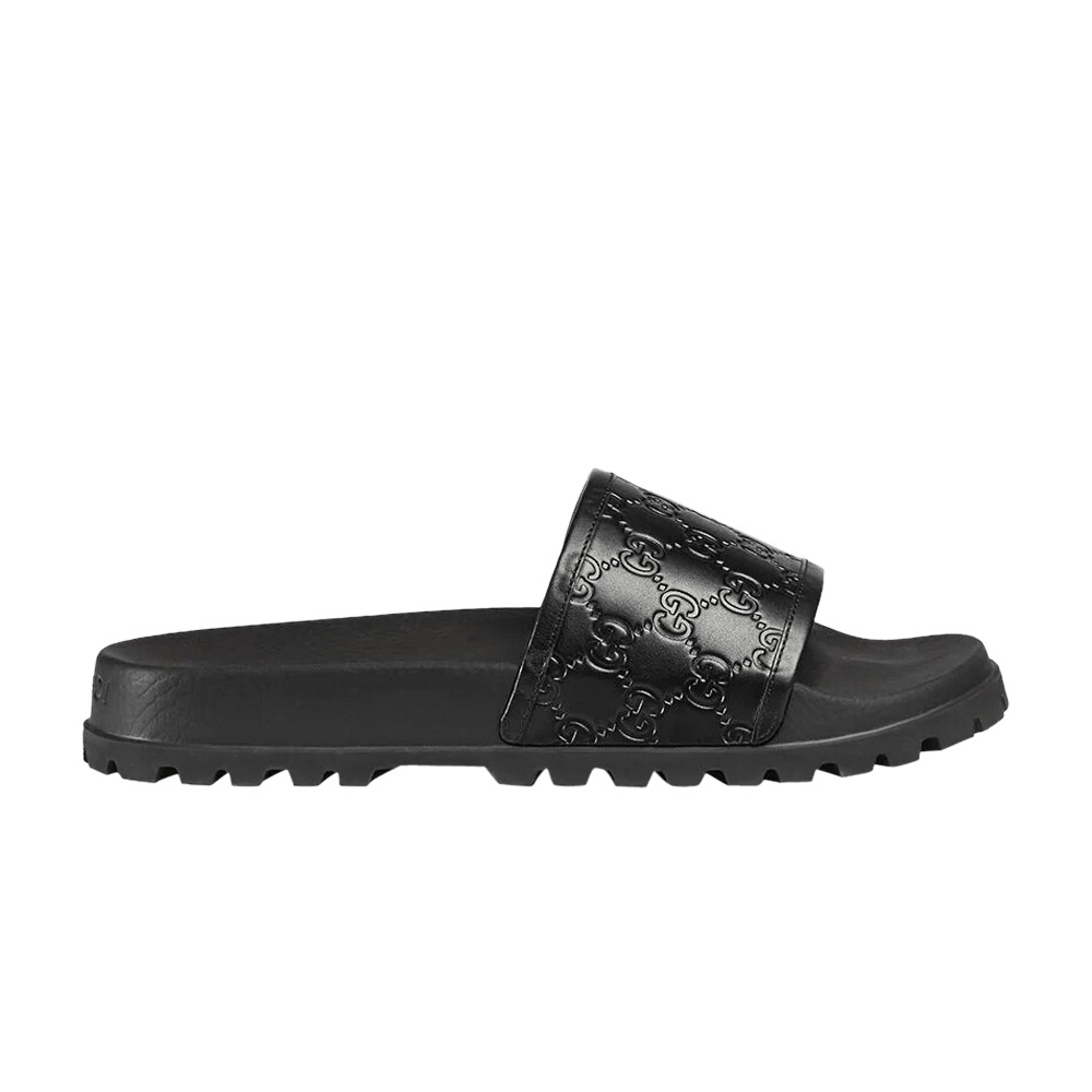 Black gucci signature slides clearance