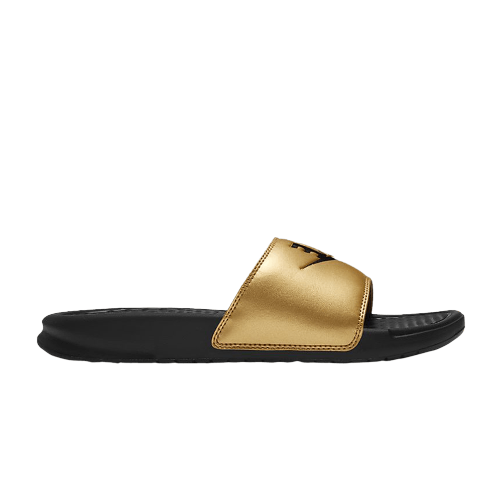 nike slides black gold