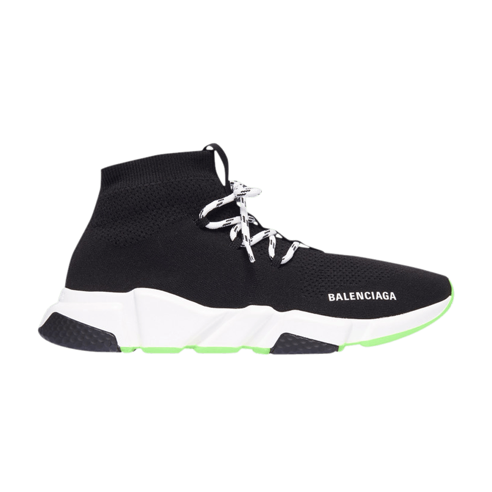 Balenciaga Speed Lace Up Trainer Black Neon Green