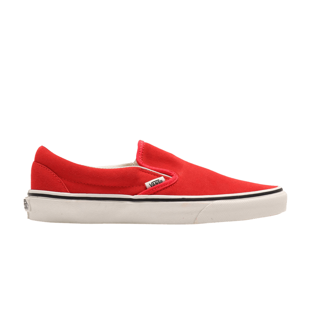 solid red slip on vans