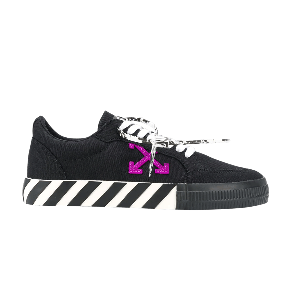 Off-White Virgil Abloh Low Vulcanized Black Purple Canvas Sneakers 2019  Size 43 