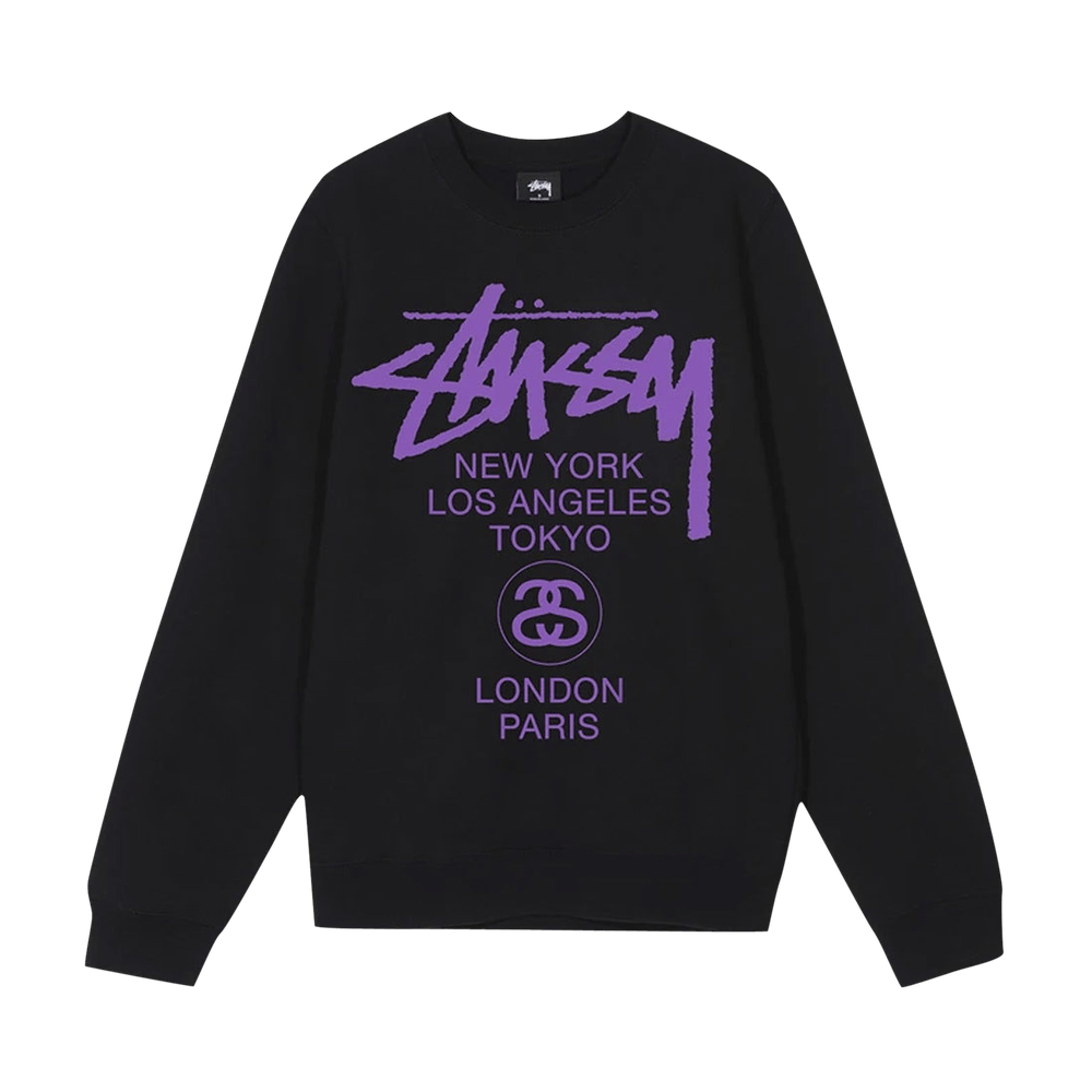Buy Stussy World Tour Crew 'Black/Purple' - 2911181 BLAC | GOAT