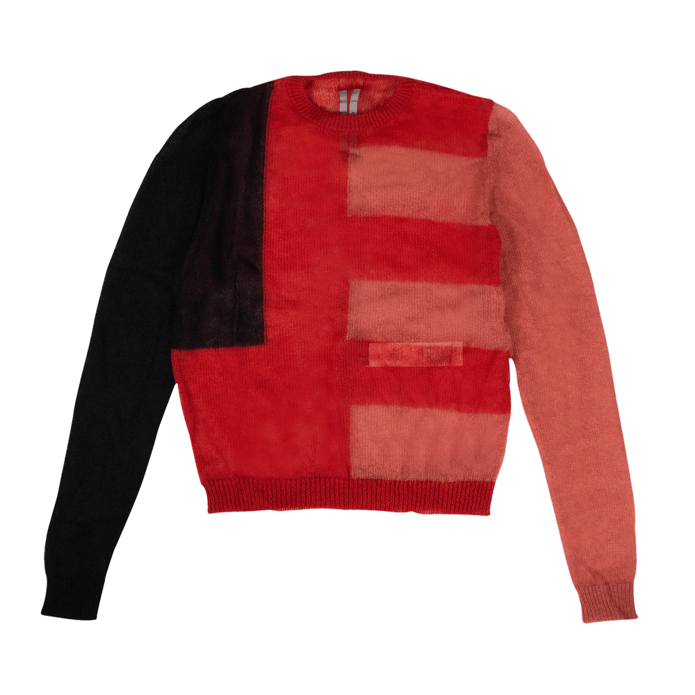 Buy Rick Owens Mohair Cropped Biker Sweater 'Red/Pink/Black