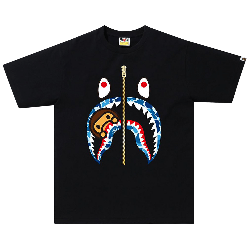 Bape Abc Camo Milo Shark Tee 'black/Blue'