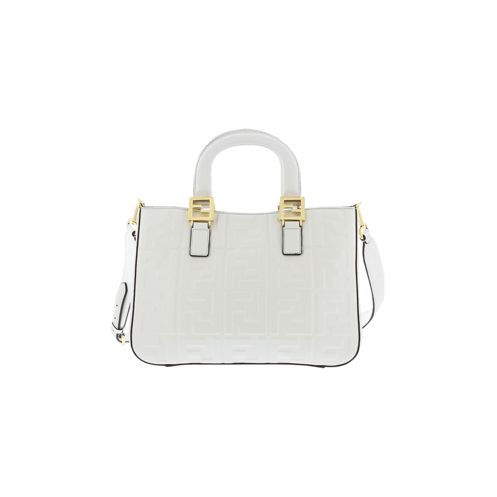 Fendi Ff Logo Textured Small Tote Bag Pool Blue