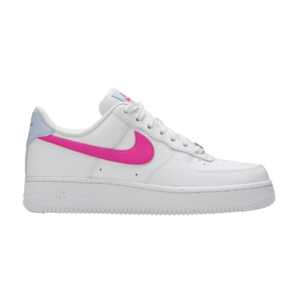 white nike air force 1 with pink tick