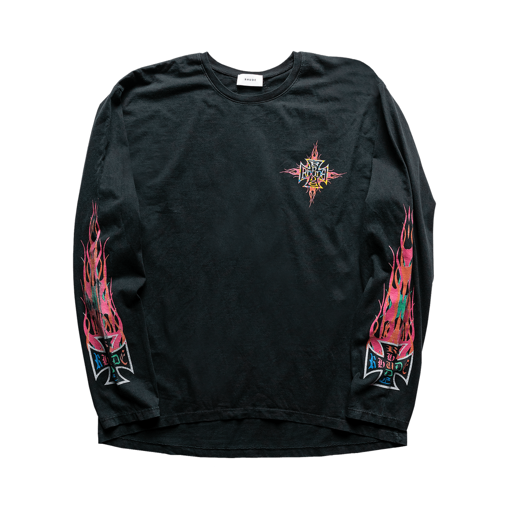 Rhude neon 2025 flame hoodie