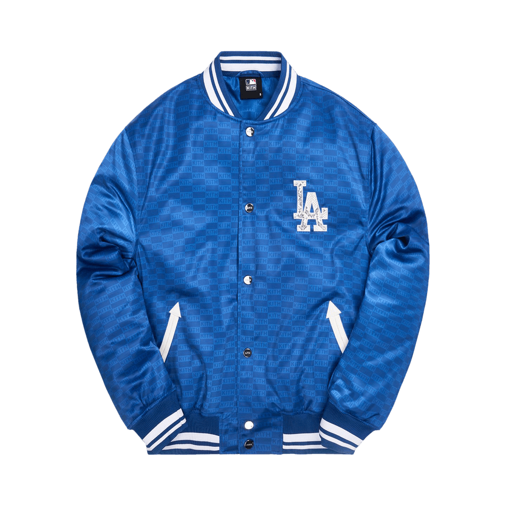 Kith for MLB with the Los Angeles Dodgers. The Combo Knit Hoodie and Satin  Coaches Jacket. Releasing this Saturday.