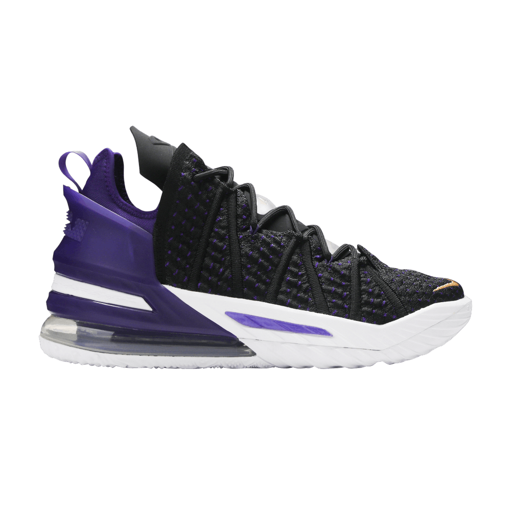 Buy the Nike Lebron XVIII 18 Lakers Heritage Black Blue Shoes Men's Size 14