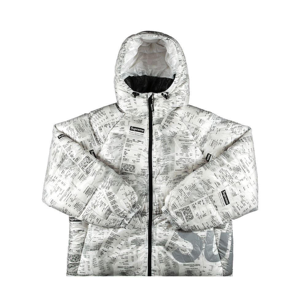Buy Supreme Hooded Down Jacket &#039;Receipts&#039; - FW20J49 RECEIPTS | GOAT SA