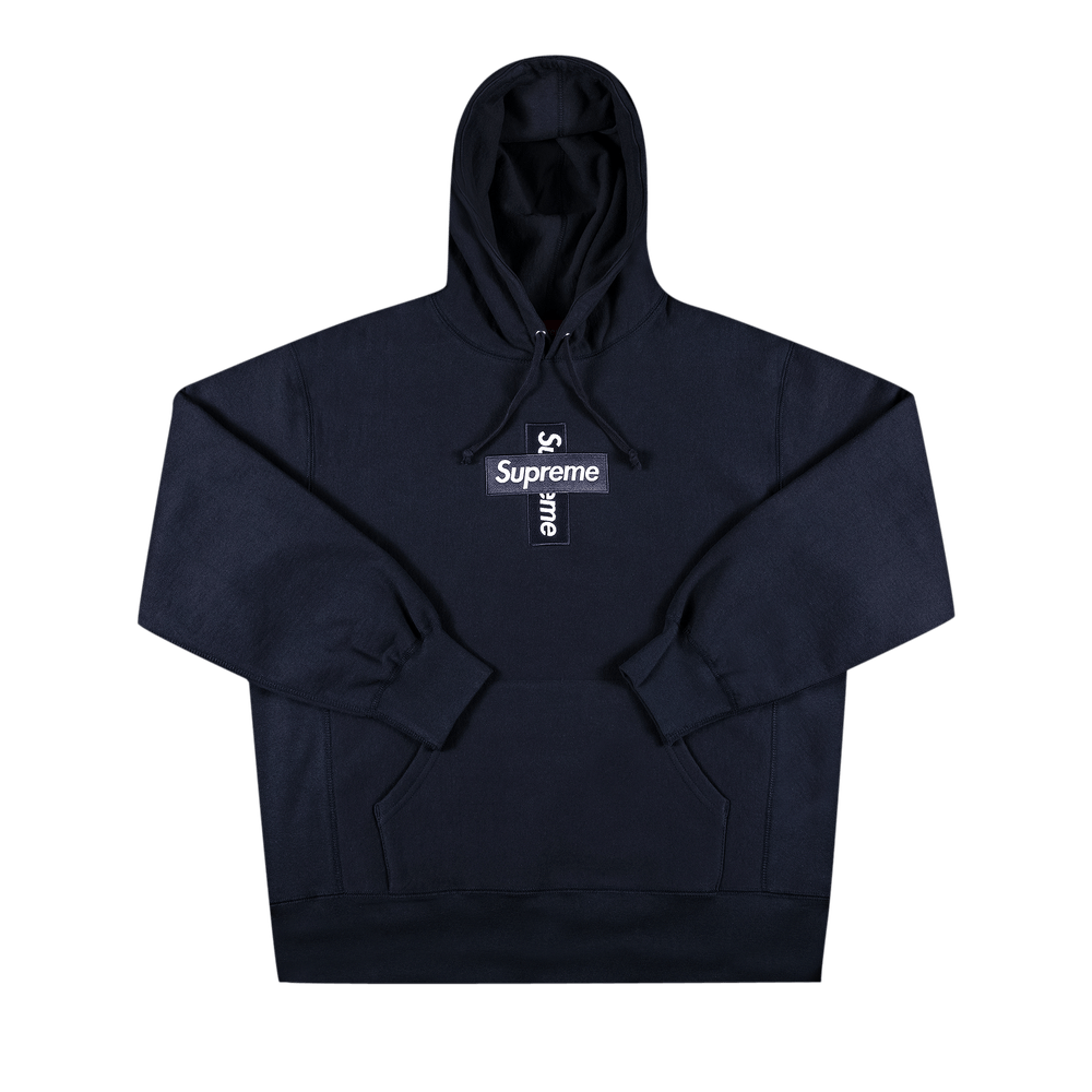 Supreme Cross Box Logo Hooded Sweatshirt 'Navy'