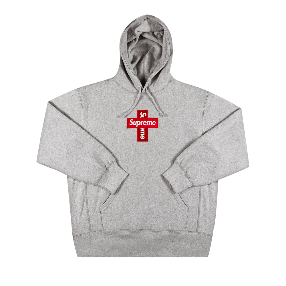 Supreme Cross Box Logo Hooded Sweatshirt 'Heather Grey'