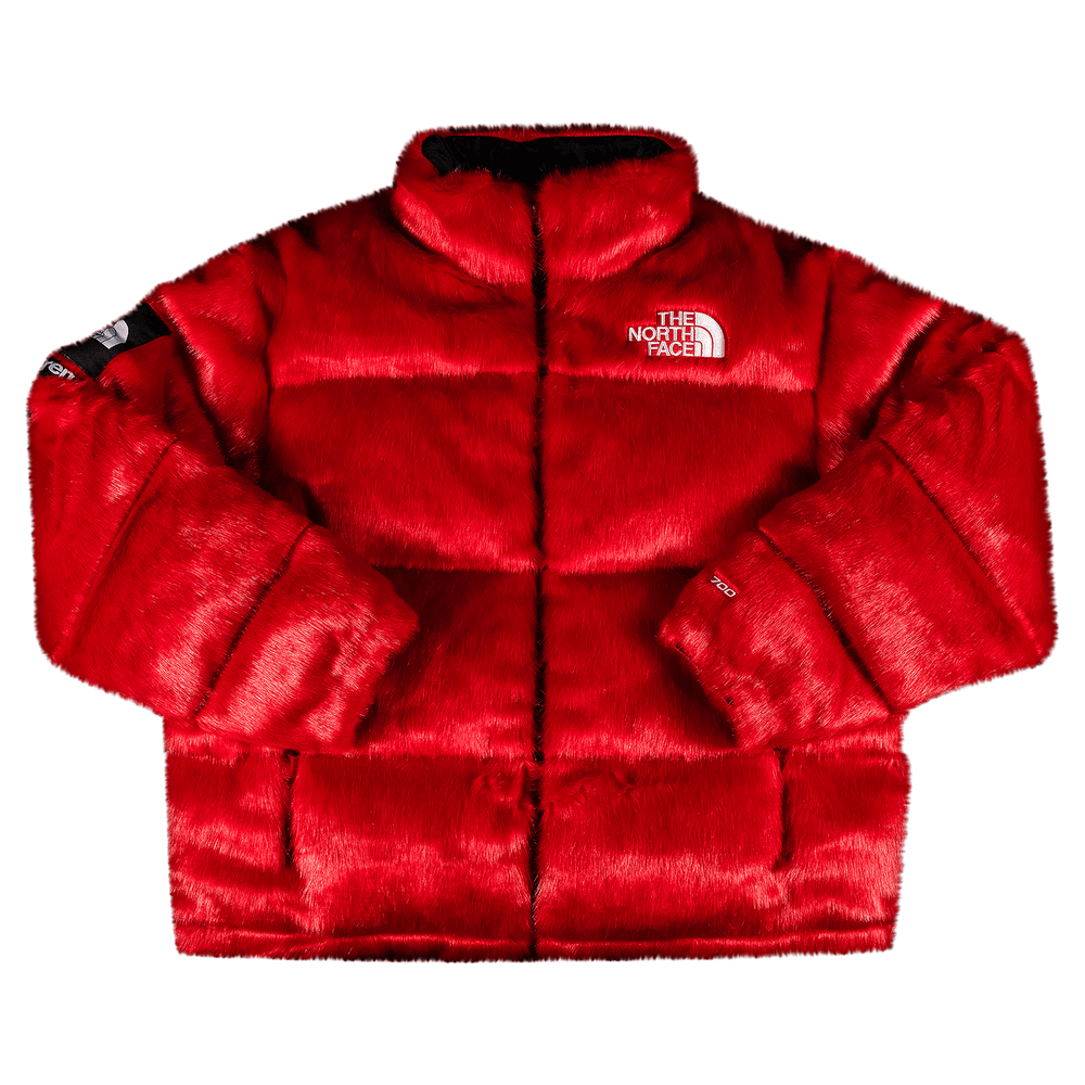 Supreme x The North Face Faux Fur Nuptse Jacket 'Red' | GOAT
