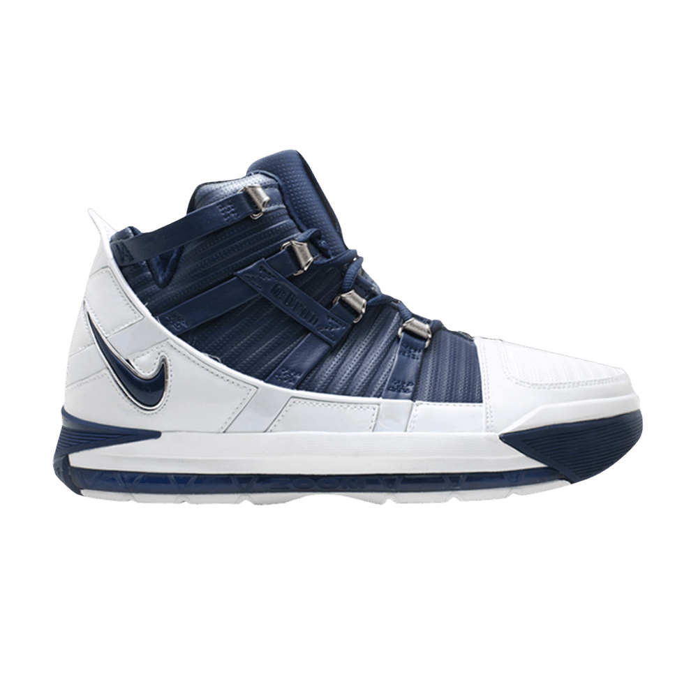 Nike zoom lebron 3 white navy discount