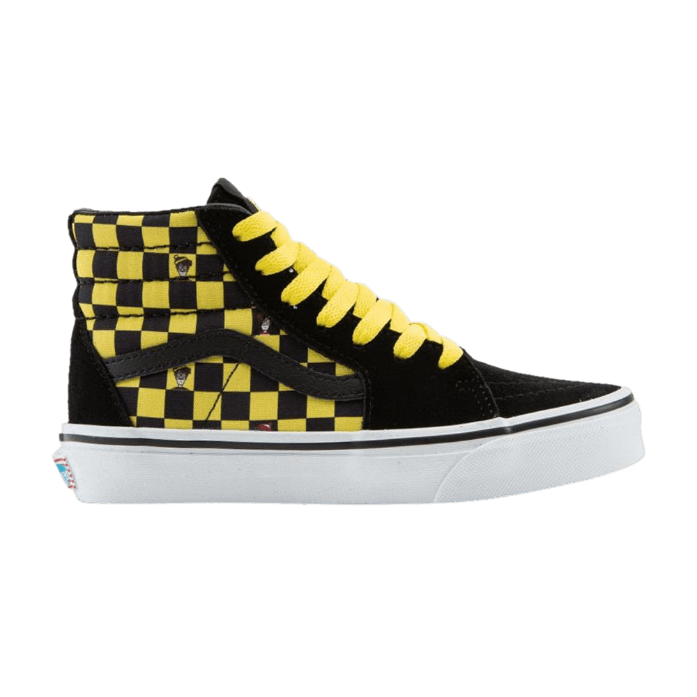 VANS Where's Waldo Sk8-Hi Shoes Mens 10 Black Yellow Checkered w Box