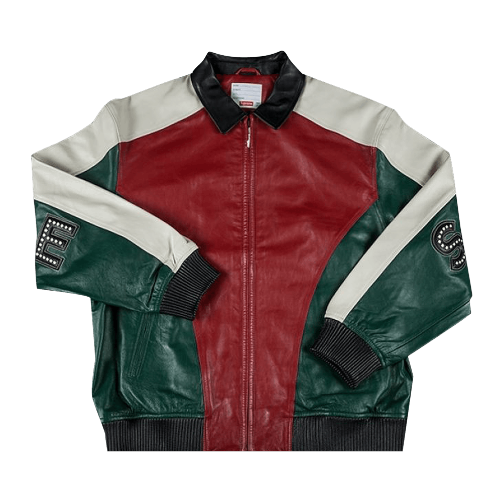 Supreme Studded Arc Logo Leather Jacket 'Red' | GOAT