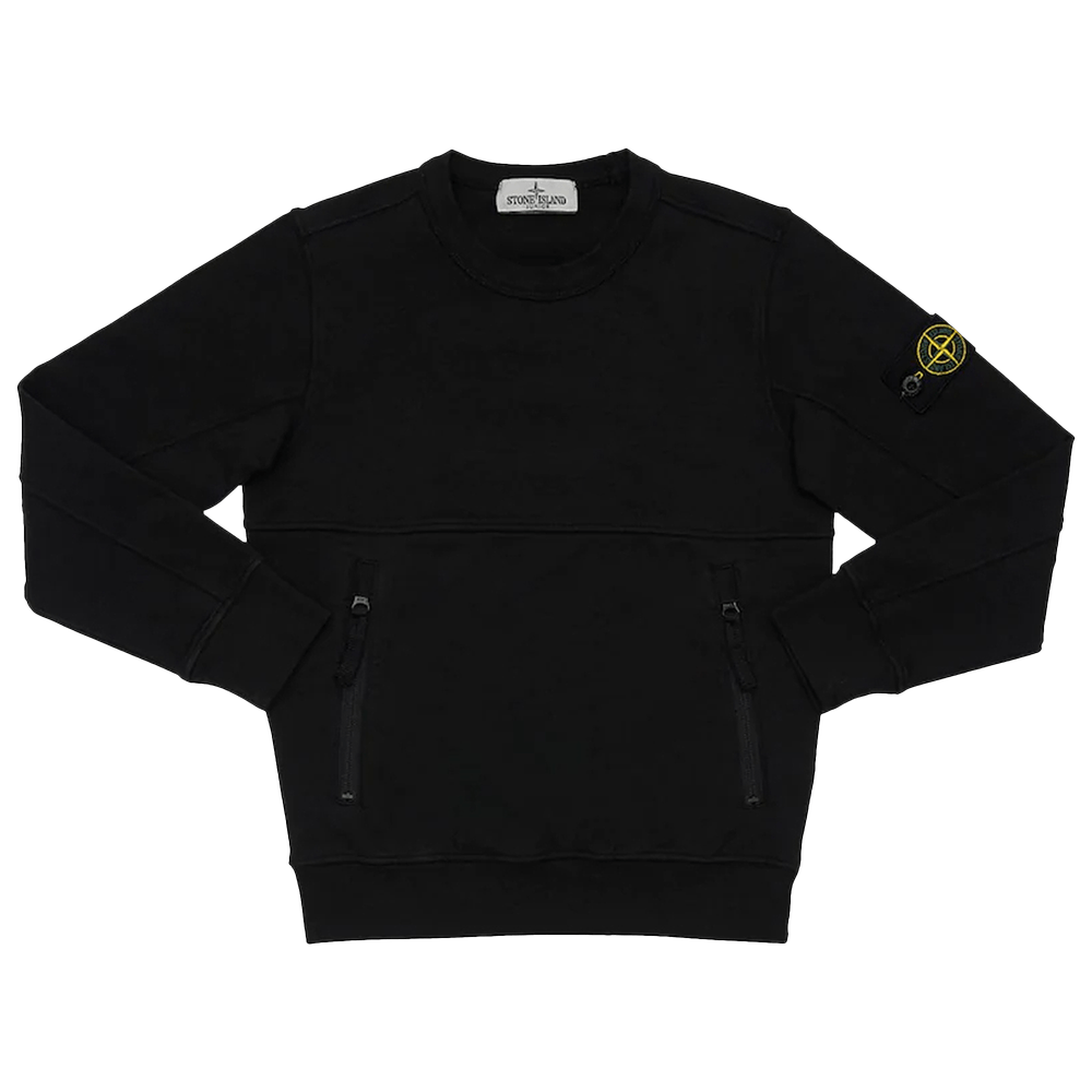 Stone Island Front Pocket Crewneck Sweatshirt 'Black' | GOAT