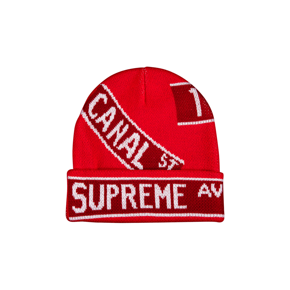 Supreme Street Signs Beanie 'Red' | GOAT