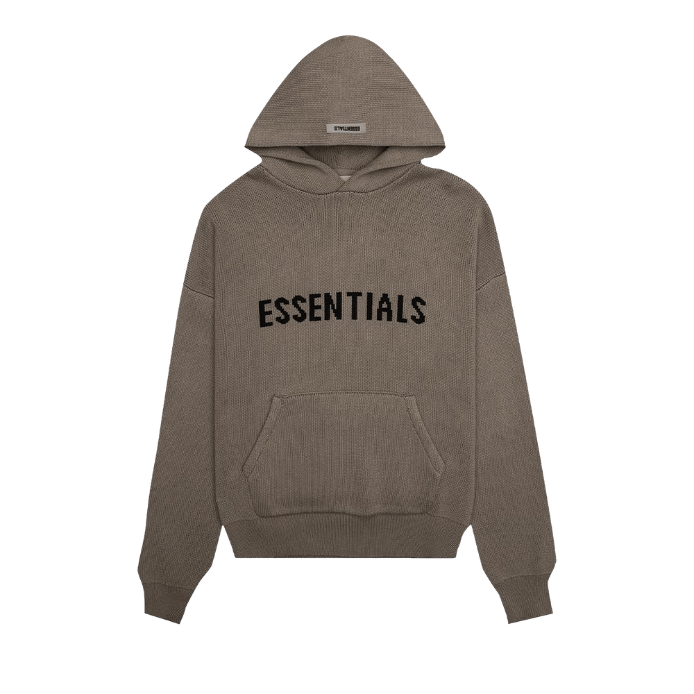 Fear of god essentials pullover hoodie applique logo taupe sales