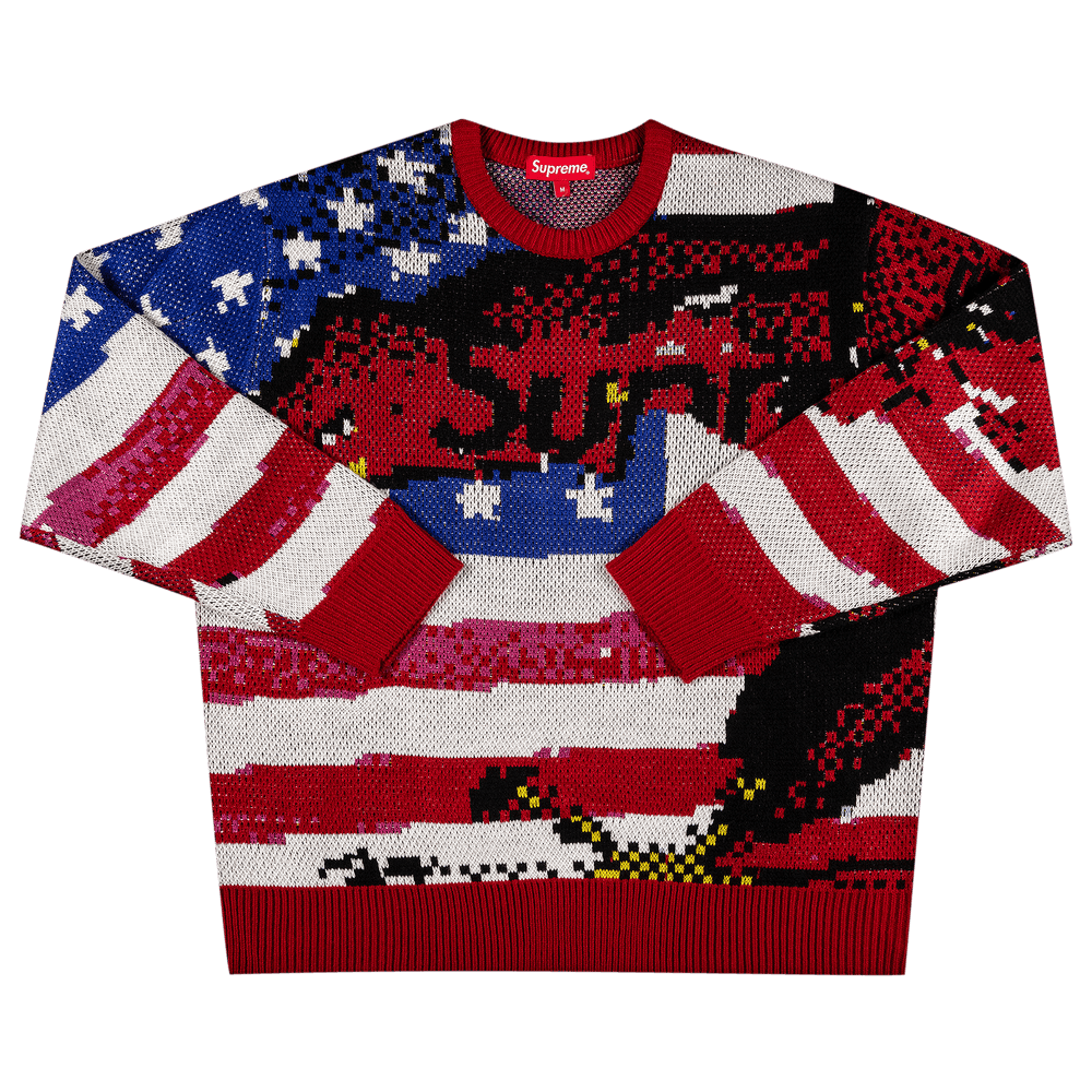 Buy Supreme Digital Flag Sweater 'Red' - SS21SK8 RED | GOAT