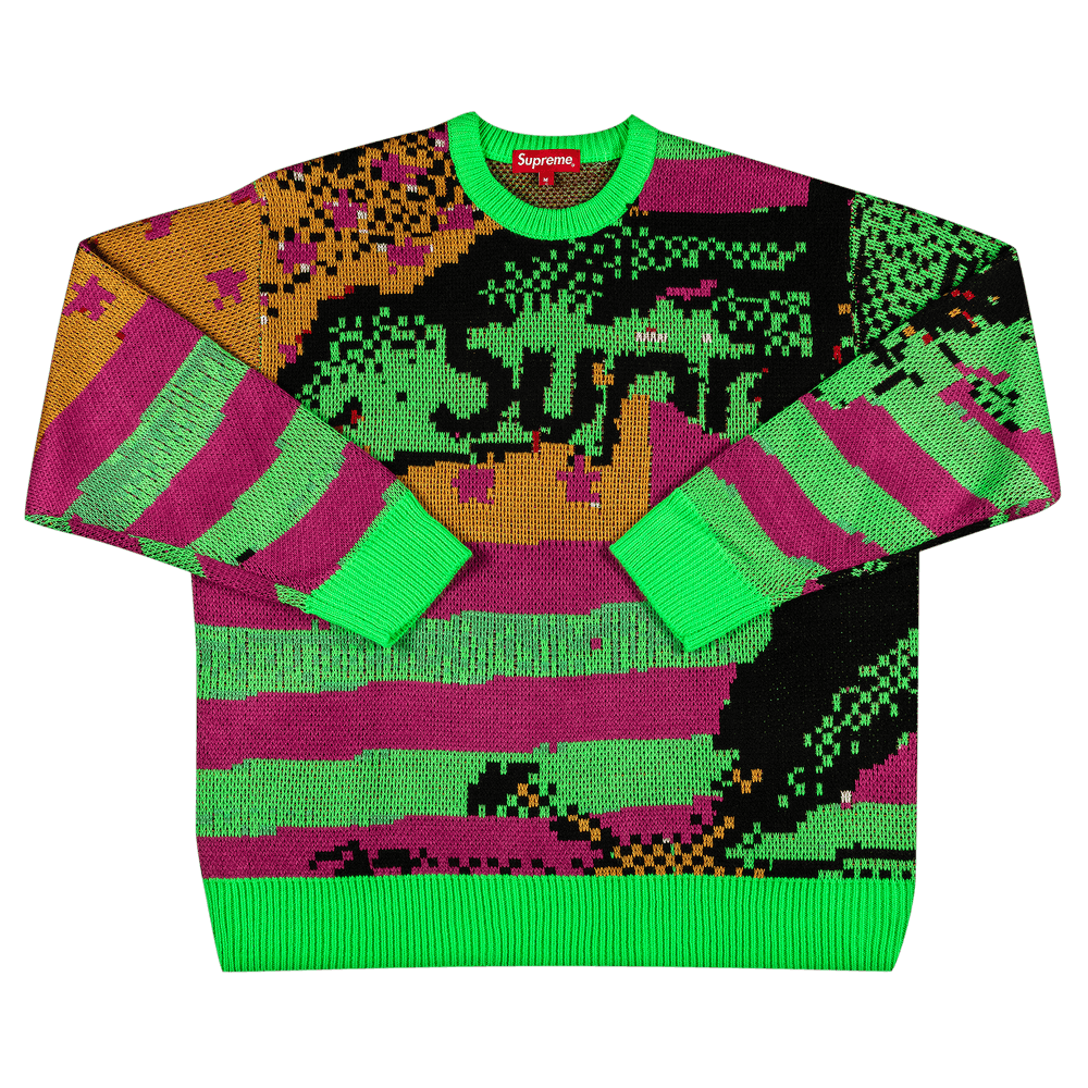 Supreme Digital Flag Sweater Green L