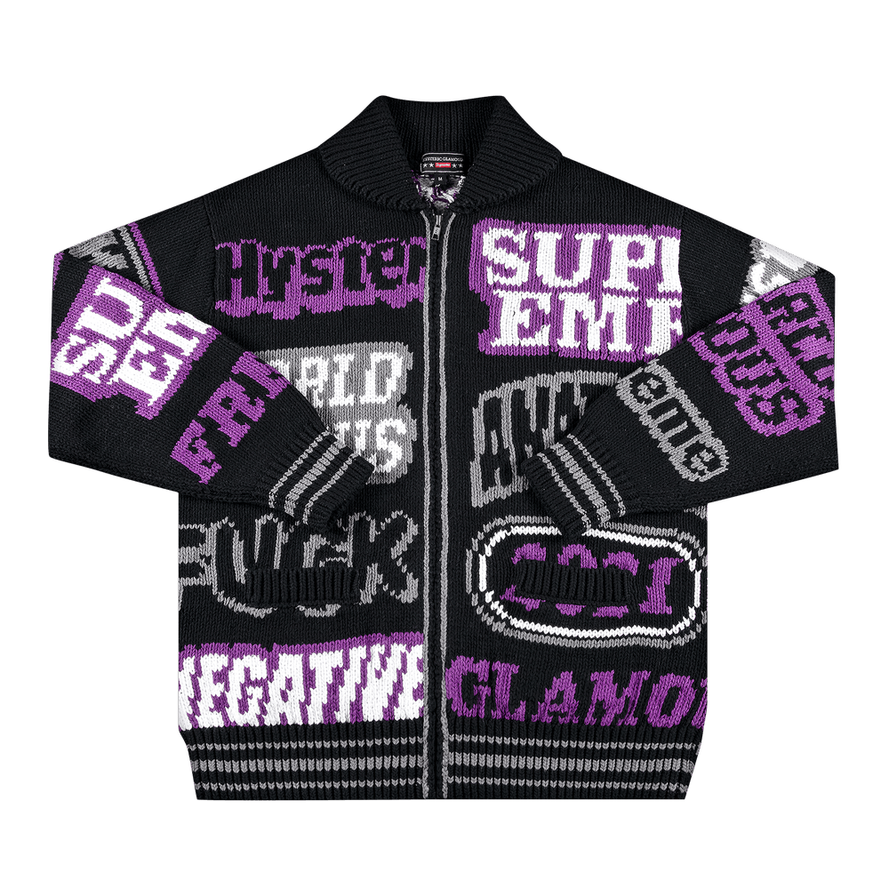 Supreme x Hysteric Glamour Logos Zip Up Sweater 'Black' | GOAT