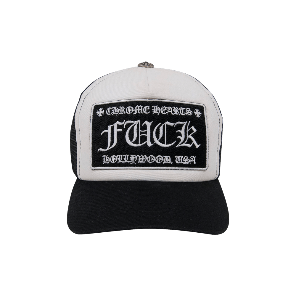 Buy Chrome Hearts FUCK Hollywood Trucker Hat 'Black/White' - 1383 
