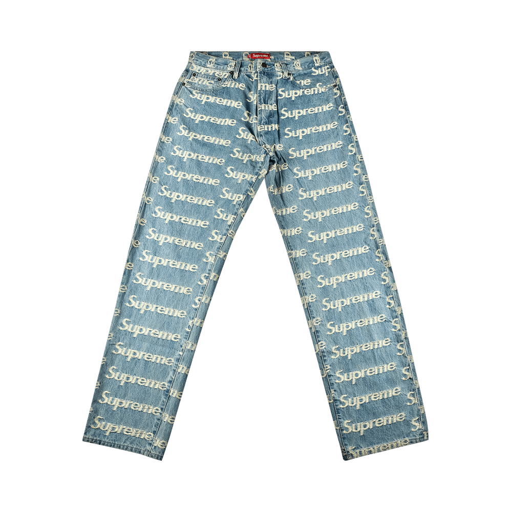 supreme Frayed Logos Regular Jean 34 ブルー - デニム/ジーンズ