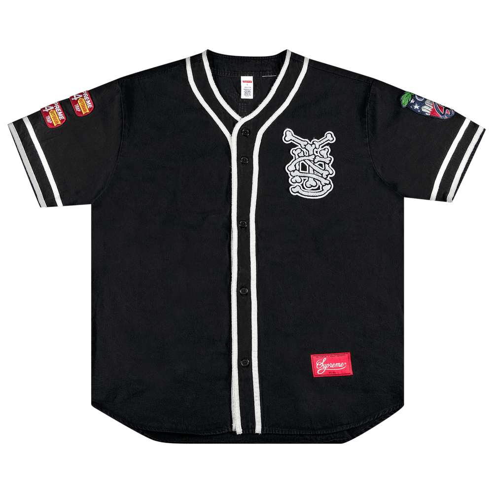 Supreme Satin Baseball Jersey #1 Black Size S