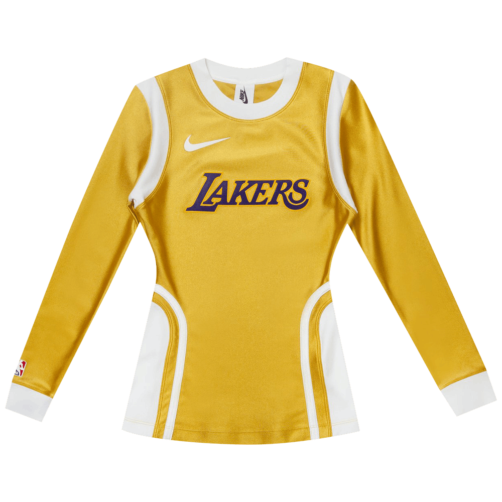 nike women w nrg ir top los angeles lakers long sleeves tee mineral gold