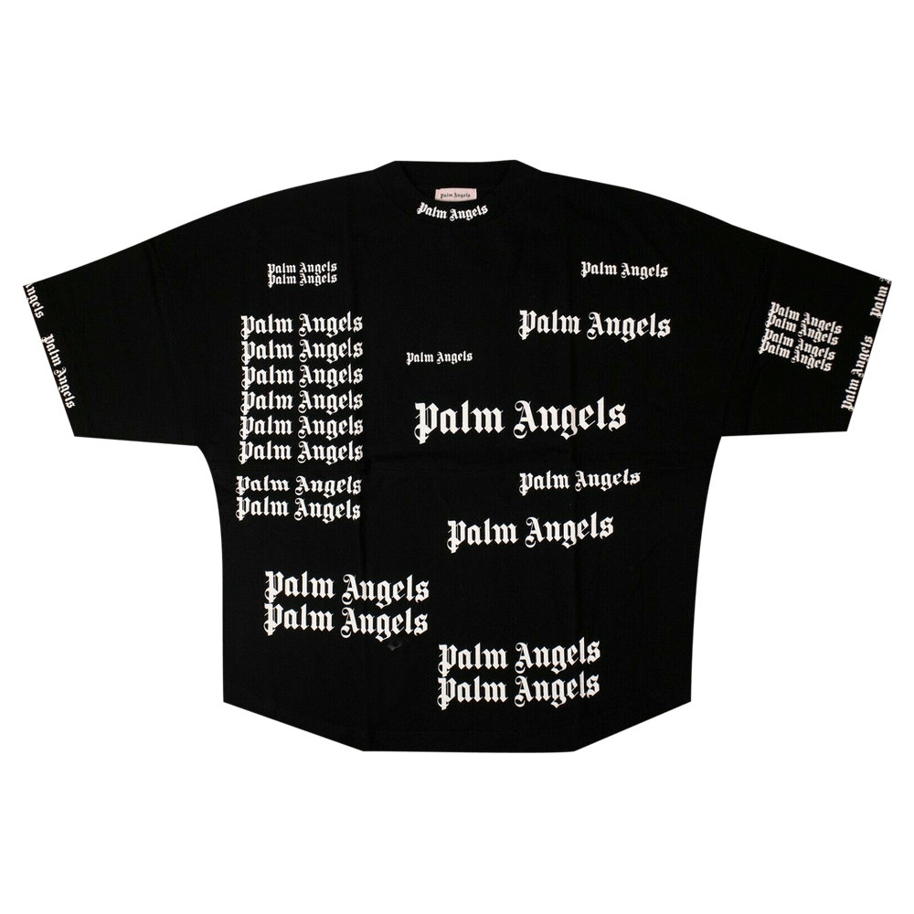 logo-print short-sleeve T-shirt in black - Palm Angels® Official