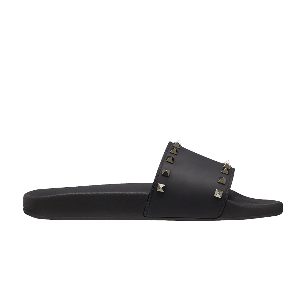 Valentino Rockstud Rubber Slider Sandal Black