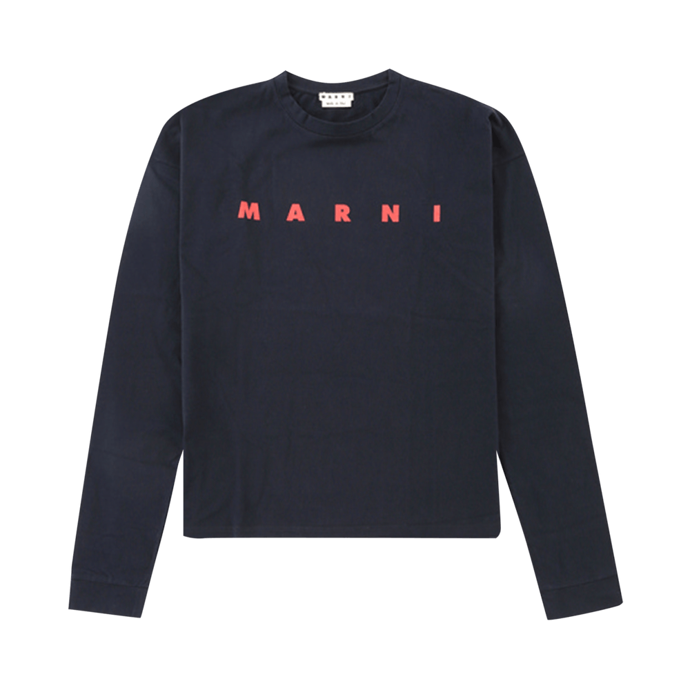 Buy Marni Logo Long-Sleeve T-Shirt 'Night Blue' - HUMU0169P0